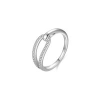 Stacking Rings Jewelry, Simple Engagement Ring Geometric Silver with Round Shape Lab Created Diamond 14K White Gold Size J 1/2