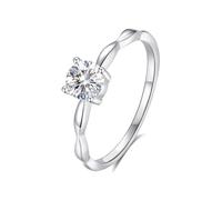 Stacking Rings Jewelry, Women's Bridal Rings Sets Classic 0.5ct Round Solitaire Moissanite 9K White Gold Size P 1/2