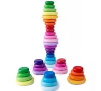 Stacking Rocks for Toddlers 1-3, 20pcs Wooden Montessori Toys, Safe Smooth Jumbo Balancing Stones for Open-Ended Sensory Play, STEM Building Blocks for Boys & Girls