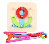 Stacking Shapes Jigsaw Puzzles with Numbers and Letters Wooden Color Coordinating Funny Design Motor Skill Toy Sturdy Construction Puzzle Toy