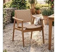 Stacking Silla Garden Dining Armchair - Set of 2 - Natural - Rattan and Teak Wood