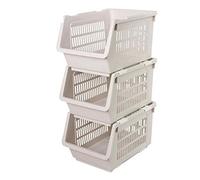 Stacking Stand Basket Storage Veg Rack Plastic Stackers Storage Organizer Bin Multifunctional, Hollow Design Organization for Kitchen/Fruit/Vegetables/Toiletries/Bathroom