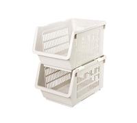Stacking Stand Basket Storage Veg Rack Plastic Stackers Storage Organizer Bin Multifunctional, Hollow Design Organization for Kitchen/Fruit/Vegetables/Toiletries/Bathroom