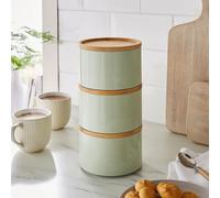 Stacking Tea Coffee Sugar with Bamboo Lid Keep ur Counters Clear-Sage