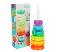 Stacking Toy - PP 35.8 x 13.3 x 7.9 cm | Ring Stacker with Multiple Removable Rainbow Rings | Rotating Tower for and Children for Developing Hand-Eye Coordination, Fine Motor Skills and