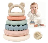Stacking Toys, Baby Teethers, Soft Silicone Stacking Rings for Teething & Educational Play, Montessori Sensory Toys for Babies, Toddlers & Infants, Gifts for Boys & Girls