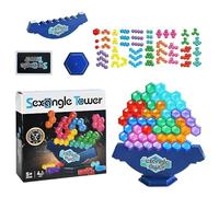 Stacking Toys - Building Blocks | Hexagonal Building Blocks | Tower Balance Game | Board Team Tower Game | Stem Toys for Kids and Adults Learning Activities for Family Games Nightes