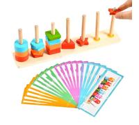 Stacking Toys, Color Recognition Activity, 30x10x5.5cm, Shape Sorter Puzzle, Early Development Game, Child-Safe Natural Wood, For Travel And Party