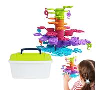 Stacking Toys - Wooden Building Blocks for Kids | Colorful Educational Tower Set for Hand Eye Coordination, Problem Solving, and Creative Play Promotes Hand Eye Coordination 7.48x5.31 in