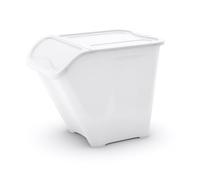 Stacking White Waste / Recycle / Laundry Sorting Plastic Bins Boxes & Lids x 3