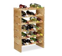 Stacking wine rack Freestanding Bottle Storage Extendable 6 Bottles Natural