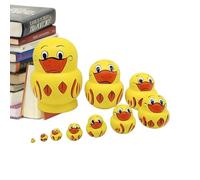 Stacking Wooden Russian - Cute Duck Figures, Hand Painted Folk Art, Educational Plaything, Traditional Nesting Dolls Set | Decorative Collectible For Childrens Learning Playtime Room Display