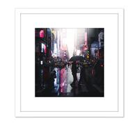 Stackpoole Manhattan Street New York Photo 8X8 Inch Square Wooden Framed Wall Art Print Picture with Mount Artery8 White One Size