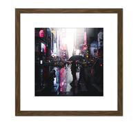 Stackpoole Manhattan Street New York Photo 8X8 Inch Square Wooden Framed Wall Art Print Picture with Mount Artery8 Brown One Size