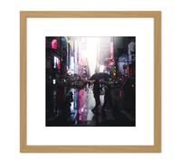 Stackpoole Manhattan Street New York Photo 8X8 Inch Square Wooden Framed Wall Art Print Picture with Mount Artery8 Light Oak One Size