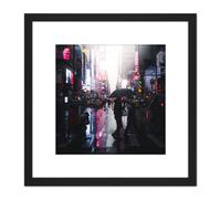 Stackpoole Manhattan Street New York Photo 8X8 Inch Square Wooden Framed Wall Art Print Picture with Mount Artery8 Black One Size