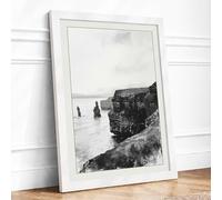 Stacks Coastal Framed Wall Art Print A2 (59.4×42cm) White, Wall Decor for Living Room, Bedroom, Office & Home, Ready to Hang, Art Gift