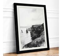 Stacks Coastal Framed Wall Art Print A4 (29.7×21cm) Black, Wall Decor for Living Room, Bedroom, Office & Home, Ready to Hang, Art Gift