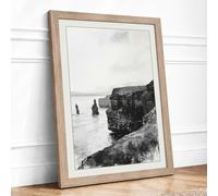 Stacks Coastal Framed Wall Art Print A4 (29.7×21cm) Oak, Wall Decor for Living Room, Bedroom, Office & Home, Ready to Hang, Art Gift