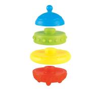 Stacks Of Circles, Rainbow Stacking Rings Toy Set, Soft Rubber PVC Building Ring Stacker, Compact Flying Saucer Shape Learning Play Toy, Sensory Motor Skill Activity Game 3.35x3.35x3.35 inches