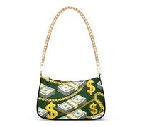 Stacks US Hundred Dollar Bills Tote Handbags Womens One Shoulder Purses Crossbody Purse Zipper Closure Chain Strap