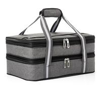 StackStorePlusMore Insulated Expandable Casserole Double Carrier and Lasagna Holder - Hot and Cold Thermal Bag in Grey