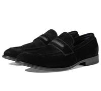 STACY ADAMS Men's Burke Penny Slip on Loafer, Black Suede, 14 Wide