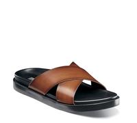 Stacy Adams Men's Montel Cross Strap Slide Sandal, Cognac, 8 UK