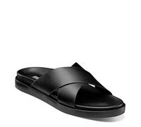 Stacy Adams Men's Montel Cross Strap Slide Sandal Loafer, Black, 12 UK