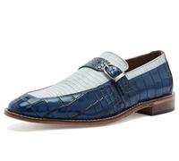 Stacy Adams Men's Rubiano Side Buckle Slip on Loafer, Dark Blue Multi, 7.5