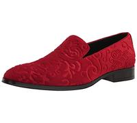 Stacy Adams Mens Saunders Velour Slip on Loafer, Red, 12