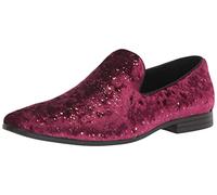 Stacy Adams Men's Stellar Glitter Slip on Loafer, Burgundy, 10 UK