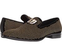 Stacy Adams Men's Swagger Studded Ornament Slip-on Driving Style Loafer, Black/Gold, 8 UK