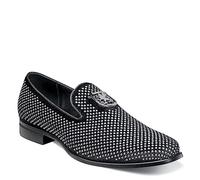 Stacy Adams Men's Swagger Studded Ornament Slip-on Driving Style Loafer, Black/Silver, 7 UK