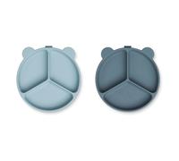 Stacy Non-Slip Plates - Set of 2 Blue one size