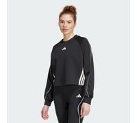 adidas Women's Stadium 3 Stripes Crew Sweatshirt, black/off white, XXS