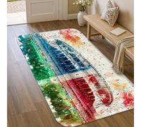 Stadium Area Rug, Festive Contemporary Fireworks Confetti Celebration Red Non-Slip Doormat Rectangle Throw Rug Non Shedding Bathroom Entryway Bedside Doorway Decor 3' X 5'