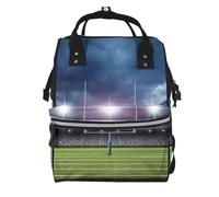 Stadium Before Match Night Prints Changing Bag Backpack Baby Diaper Bags for Mom Dad, Waterproof Nappy Rucksack Multifunctional Travel Bag
