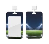 Stadium Floodlight Night Id Badge Holder with Lanyard-Vertical Card Protector Clear Abs Hard Shell, Retractable Reel for Work Office