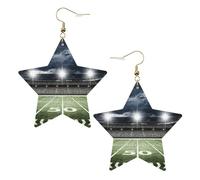 Stadium Football Satdium Field Light Night Leather Star Shaped Earrings Fashion Accessories Lightweight Festivals Parties Everyday Life