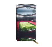 Stadium Football Satdium Field Light Night Print Leather Long Clutch Wallet for Women â€“ Fashionable, and Lightweight Waterproof Leather Wallet, Black, One Size