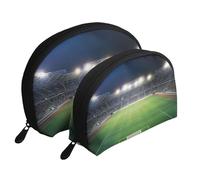 Stadium Football Satdium Field Light Night Print Small Purses 2Pcs Portable Coin Purse Makeup Bag Soft Vacation Pouch Change Holder Wallet with Zipper Portable for Shopping Travel Party Cosmetic Bag