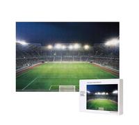 Stadium Football Satdium Field Light Night Printed 300 Pieces Jigsaw Puzzle with Storage Box, Wooden Puzzle for Adults and Kids, Family Fun Decorative Game, 40x28 CM