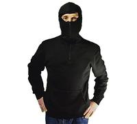 Stadium Ninja Style Ultras Hooded Balaclava Zip Up Sweatshirt, black, XXL