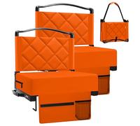 Stadium Seats with Back Support and Cushion Thick Padded Bleacher Chairs with Shoulder Strap, Portable Folding Stadium Seat Chairs for Bleachers Include Cup Holder and Side Pocket (Orange, 2pcs)