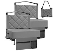 Stadium Seats with Back Support and Cushion Thick Padded Bleacher Chairs with Shoulder Strap, Portable Folding Stadium Seat Chairs for Bleachers Include Cup Holder and Side Pocket (Gray, 2pcs)