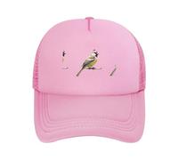 Stadium Sparrow Black Printed Adjustable Mesh Baseball Cap - Unisex, Outdoor Running and Fishing Sun Hat, Pink, One Size