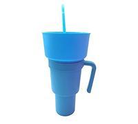Stadium Tumbler with Snack Bowl - 2 in 1 Cup Bowl Combo with Straw, 32oz Snack and Drink Cups, Leakproof Snack Tumbler for Adults Kids, Multifunction Popcorn Cups Reusable