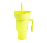 Stadium Tumbler with Snack Bowl - 2 in 1 Cup Bowl Combo with Straw, 32oz Snack and Drink Cups, Leakproof Snack Tumbler for Adults Kids, Multifunction Popcorn Cups Reusable