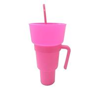 Stadium Tumbler with Snack Bowl - 2 in 1 Cup Bowl Combo with Straw, 32oz Snack and Drink Cups, Leakproof Snack Tumbler for Adults Kids, Multifunction Popcorn Cups Reusable